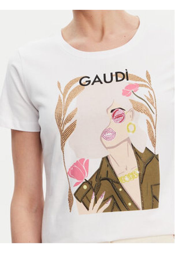 Gaudi T-Shirt 511BD64035 Biały Regular Fit. Kolor: biały. Materiał: bawełna