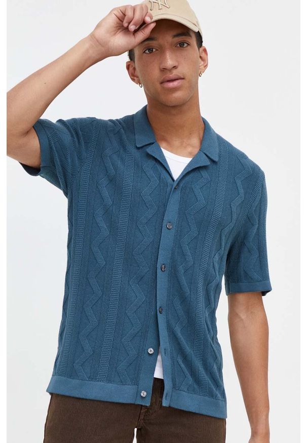 Abercrombie & Fitch kardigan męski kolor zielony. Kolor: zielony. Wzór: ze splotem