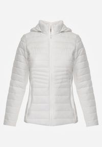 Renee - Biała Przejściowa Kurtka z Pikowaniem Elastycznymi Wstawkami i Kapturem Fezilina. Okazja: na co dzień. Kolor: biały. Materiał: jeans, nylon. Styl: casual, sportowy #4