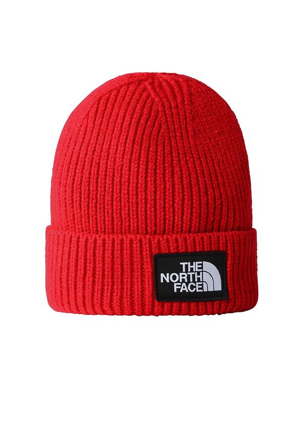 Czapka The North Face Logo Box Beanie 0A3FJX6821 - czerwona. Kolor: czerwony. Materiał: akryl. Wzór: aplikacja. Styl: klasyczny