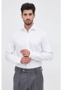 BOSS - Boss - Koszula bawełniana. Typ kołnierza: kołnierzyk włoski. Kolor: biały. Materiał: bawełna #3