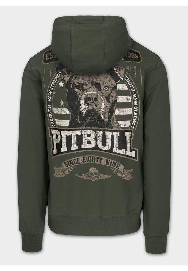 PITBULL - Bluza męska Pitbull rozpinana z kapturem TROUBLEMAKER. Typ kołnierza: kaptur. Kolor: zielony