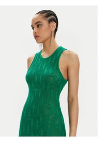 Karl Lagerfeld - KARL LAGERFELD Sukienka dzianinowa 241W1335 Zielony Slim Fit. Typ kołnierza: dekolt w karo. Kolor: zielony. Materiał: bawełna #5