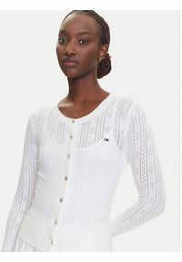 Tommy Jeans Kardigan Pointelle DW0DW20966 Biały Regular Fit. Kolor: biały. Materiał: wiskoza, syntetyk #5