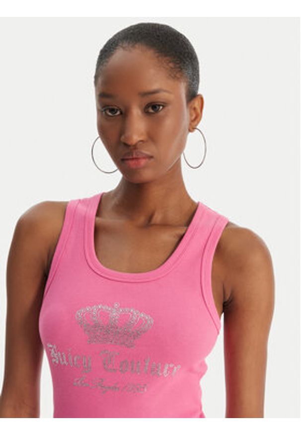 Juicy Couture Top Gothic Crown JCBLV126807 Różowy Slim Fit. Kolor: różowy. Materiał: bawełna