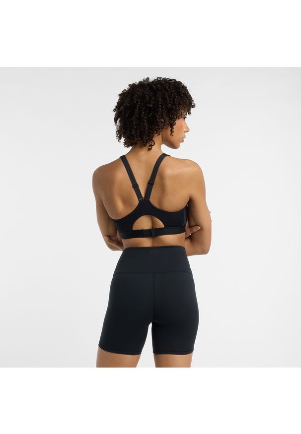 Biustonosz do biegania New Balance WB51032BK – czarny. Kolor: czarny. Materiał: skóra, materiał, tkanina, poliester. Wzór: gładki