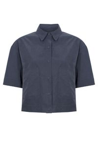 CUORI e PICCHE - Ciemnoniebieska koszula oversize Moon. Typ kołnierza: kołnierzyk koszulowy. Kolor: niebieski. Materiał: materiał #2
