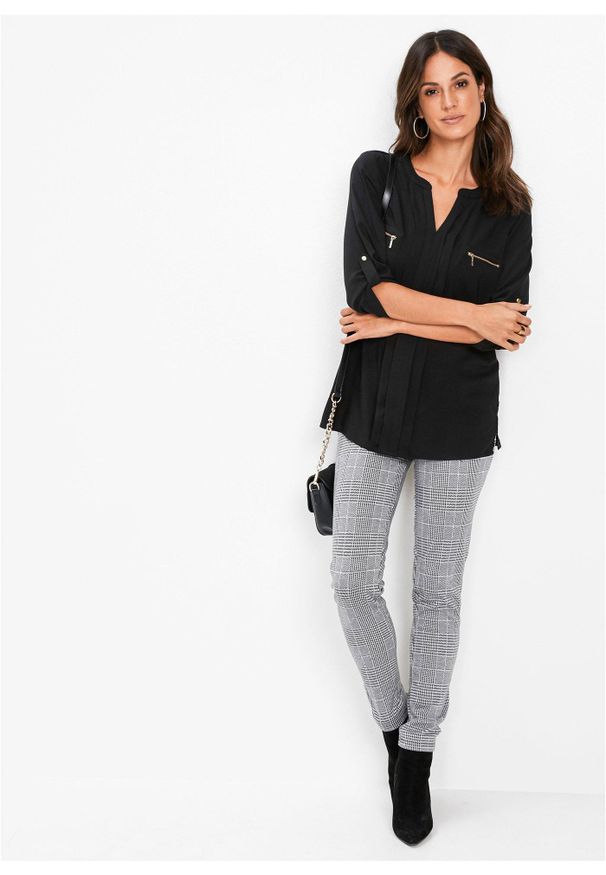 bonprix - Bluzka tunikowa z lejącej wiskozy. Kolor: czarny. Materiał: wiskoza. Styl: elegancki