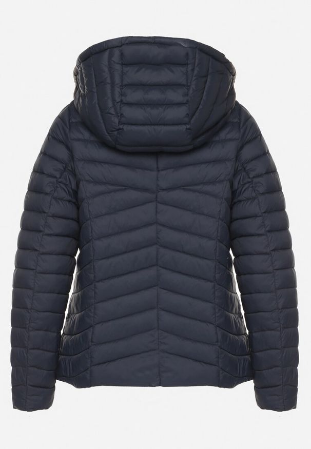 Born2be - Granatowa Pikowana Kurtka Przejściowa z Kapturem Suritta. Okazja: na co dzień. Typ kołnierza: kaptur. Kolor: niebieski. Materiał: jeans. Styl: sportowy, casual, klasyczny