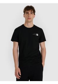 4f - 4F T-shirt regular z nadrukiem męski - czarny S. Okazja: na co dzień. Kolor: czarny. Materiał: jersey, bawełna, materiał. Długość rękawa: krótki rękaw. Długość: krótkie. Wzór: nadruk. Styl: casual, klasyczny, sportowy #1