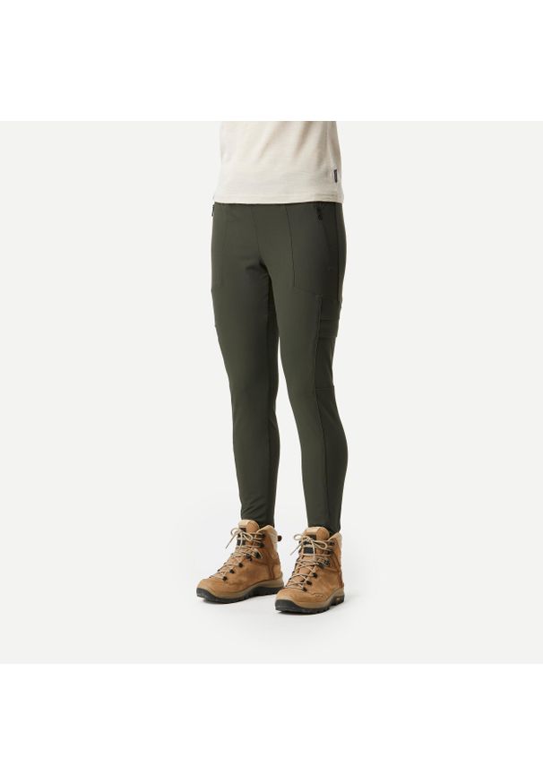 SIMOND - Legginsy trekkingowe damskie Forclaz Travel 500. Kolor: zielony. Materiał: poliamid, elastan, materiał, poliester. Sport: turystyka piesza