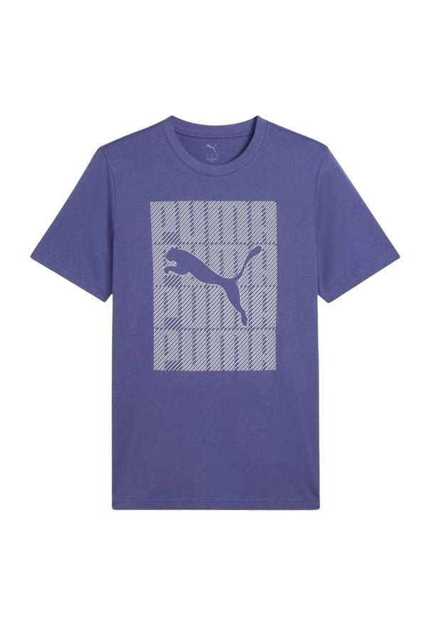 Puma - Męska Koszulka Z Logo Graficznym. Kolor: niebieski. Sport: turystyka piesza