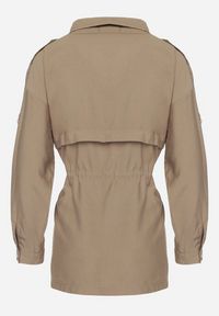 Born2be - Beżowa Kurtka Parka z Bawełną Ściągana w Pasie Troczkiem Zapinana na Napy Velethra. Okazja: na co dzień. Kolor: beżowy. Materiał: bawełna. Styl: casual #5