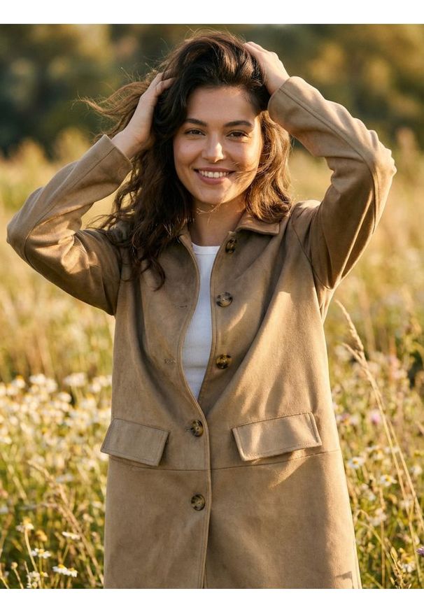 Sinsay - Płaszcz - zielony. Kolor: zielony