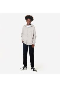 DOMYOS - Bluza dziecięca Domyos rozpinana. Typ kołnierza: kaptur. Kolor: szary. Materiał: bawełna, włókno. Sport: joga i pilates #2