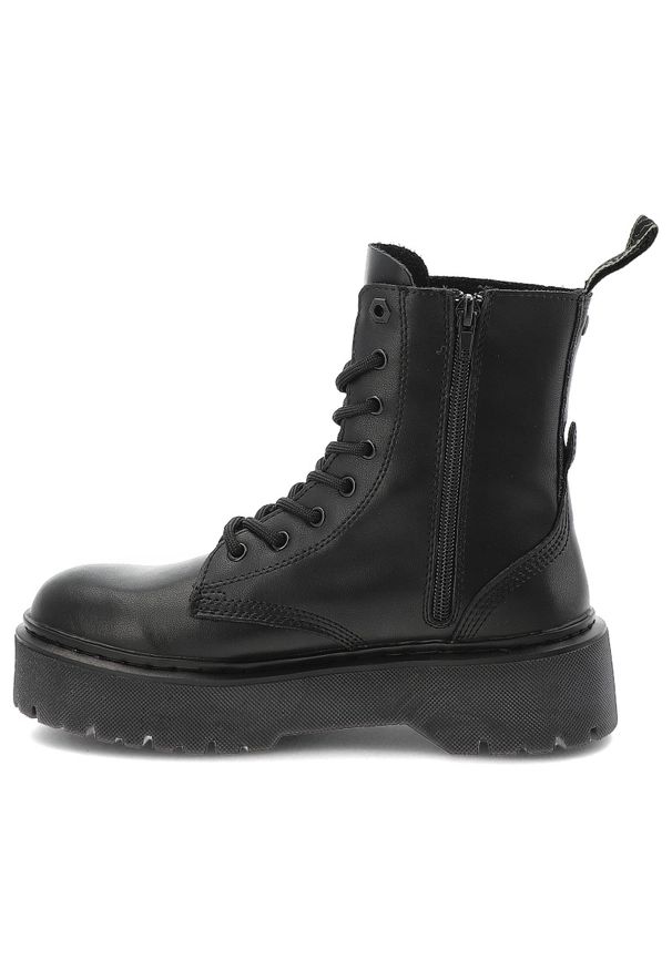 Czarne Trapery Jeep Stylowe Skórzane Buty Damskie. Wysokość cholewki: przed kolano. Kolor: czarny. Materiał: skóra. Szerokość cholewki: normalna. Wzór: moro. Styl: elegancki