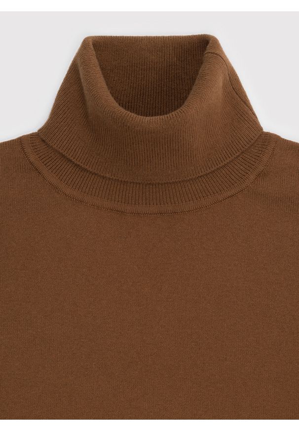 Pako Lorente - PALKO LORENTE - Kamelowy gładki golf męski. Typ kołnierza: golf. Kolor: biały, czarny, niebieski, zielony. Materiał: poliamid, bawełna, elastan. Wzór: gładki. Sezon: jesień