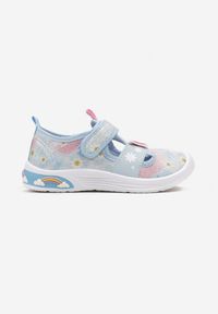 Born2be - Jasnoniebieskie Sandały z Wycięciami ze Skórzaną Wkładką Terial. Kolor: niebieski. Materiał: skóra. Sezon: lato. Styl: elegancki