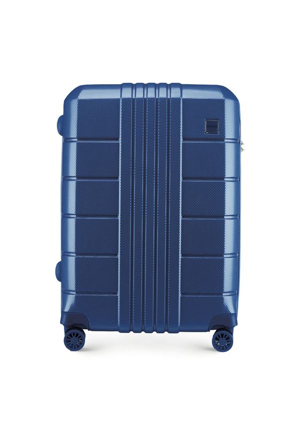 Wittchen - Średnia walizka z polikarbonu żłobiona. Kolor: niebieski. Materiał: poliester, guma