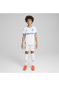 Puma - Młodzieżowe szorty Olympique Marsylia 24/25 PUMA White Bleu Azur Blue. Kolor: biały, niebieski, wielokolorowy. Sport: piłka nożna