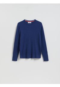 Reserved - Strukturalny sweter z bawełną - niebieski. Kolor: niebieski. Materiał: bawełna