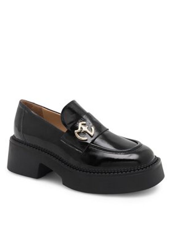 Eva Minge Loafersy LAGOA-24750 Czarny. Kolor: czarny. Materiał: skóra, lakier