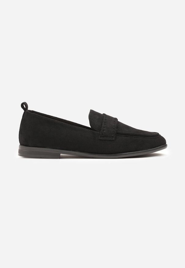 Born2be - Czarne Mokasyny Vices ze Skórzaną Wkładką i Ozdobnymi Przeszyciami Adestiia. Kolor: czarny. Materiał: skóra. Styl: klasyczny, elegancki