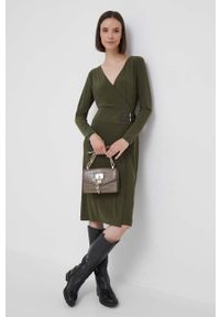 Lauren Ralph Lauren sukienka kolor zielony midi prosta. Okazja: na co dzień. Kolor: zielony. Materiał: dzianina. Wzór: gładki. Typ sukienki: proste. Styl: casual. Długość: midi #4