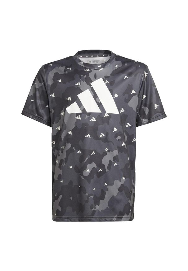 Adidas - Train Essentials Seasonal AEROREADY Allover Print Regular-Fit Tee. Kolor: szary, biały, wielokolorowy. Materiał: materiał. Wzór: nadruk. Sport: joga i pilates