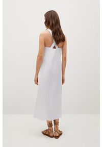 mango - Mango - Sukienka DOMINGO. Kolor: biały. Materiał: tkanina, włókno. Długość rękawa: na ramiączkach. Wzór: gładki. Typ sukienki: rozkloszowane #2