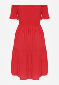 Renee - Czerwona Sukienka z Bawełny Hiszpanka Tolarelle. Okazja: na co dzień. Typ kołnierza: dekolt hiszpanka. Kolor: czerwony. Materiał: bawełna. Styl: casual, klasyczny, elegancki #2