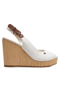 TOMMY HILFIGER - Tommy Hilfiger Sandały Iconic Elena Sling Back Wedge FW0FW04789 Écru. Materiał: materiał