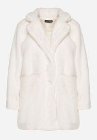 Born2be - Jasnobeżowy Futerkowy Płaszcz Jednorzędowy z Kieszeniami i Eleganckim Kołnierzem Daienna. Kolor: beżowy. Materiał: jeans. Styl: elegancki #6