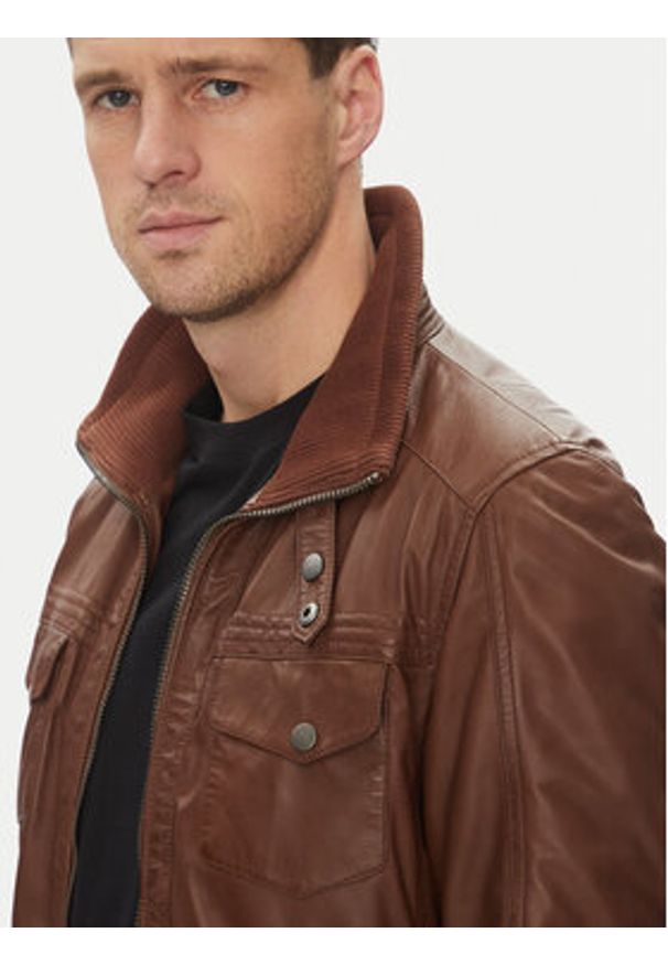 Serge Pariente Kurtka skórzana Tornade Brązowy Regular Fit. Kolor: brązowy. Materiał: skóra