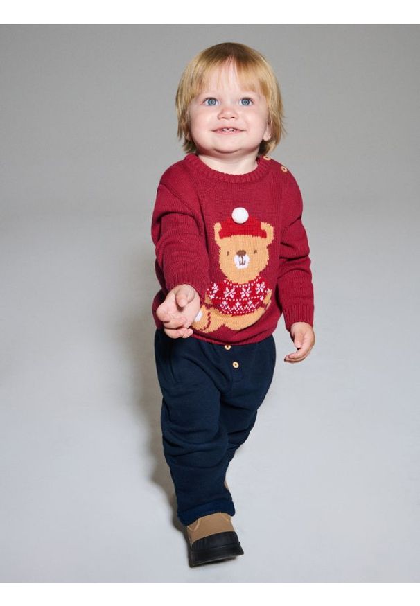 Sinsay - Spodnie regular fit - granatowy. Kolor: niebieski