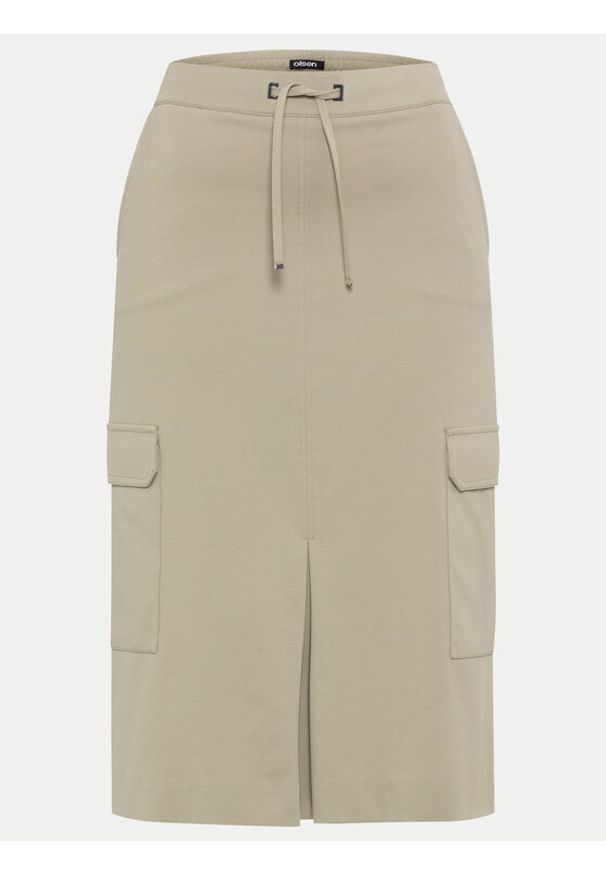 Olsen Spódnica midi 16001362 Khaki Regular Fit. Kolor: brązowy. Materiał: bawełna, syntetyk
