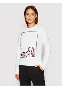 Love Moschino - LOVE MOSCHINO Bluza W630220E 2180 Biały Regular Fit. Kolor: biały. Materiał: bawełna