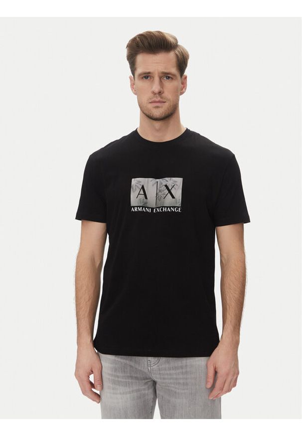 Armani Exchange T-Shirt XM000555 AF10358 UC001 Czarny Regular Fit. Kolor: czarny. Materiał: bawełna