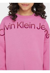 Calvin Klein Jeans Sukienka dzianinowa Hero Logo IG0IG02227 Różowy Regular Fit. Kolor: różowy. Materiał: bawełna #6