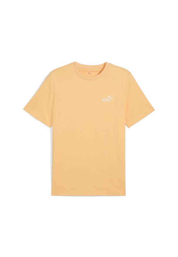 Puma - Męska koszulka Essentials z małym logo No. 1 PUMA Almost Apricot Orange. Kolor: żółty, pomarańczowy, wielokolorowy. Wzór: haft