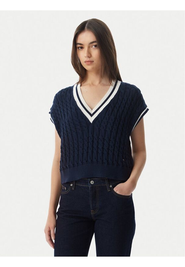 Tommy Jeans Sweter DW0DW22927 Granatowy Regular Fit. Kolor: niebieski. Materiał: bawełna