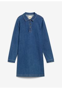bonprix - Sukienka dżinsowa o trapezowym kroju z bawełną organiczną. Kolor: niebieski. Materiał: bawełna. Typ sukienki: trapezowe #1