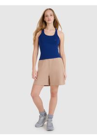 4f - 4F Top slim gładki damski - granatowy XXL. Kolor: niebieski. Materiał: jersey, dzianina, materiał, elastan, bawełna. Wzór: gładki #2