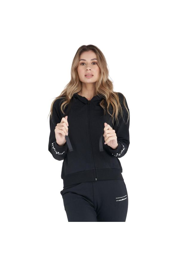 LEONE 1947 APPAREL - Luksusowy damski dres z kapturem i zamkiem błyskawicznym. Kolor: czarny. Materiał: dresówka. Sport: fitness