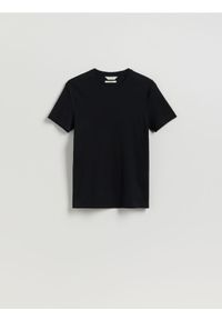 Reserved - Bawełniany t-shirt slim fit - czarny. Kolor: czarny. Materiał: bawełna