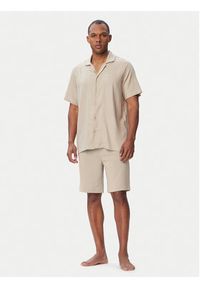 BOSS Koszulka piżamowa Fresh Shirt 50561522 Beżowy jasny Regular Fit. Kolor: beżowy. Materiał: wiskoza #3