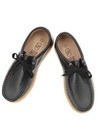 Czarne Półbuty Hee Skórzane Buty Damskie. Zapięcie: sznurówki. Kolor: czarny. Materiał: skóra. Szerokość cholewki: normalna. Styl: klasyczny, elegancki, retro #4