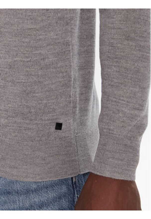 Karl Lagerfeld - KARL LAGERFELD Sweter 655005 554399 Szary Slim Fit. Typ kołnierza: dekolt w karo. Kolor: szary. Materiał: wełna