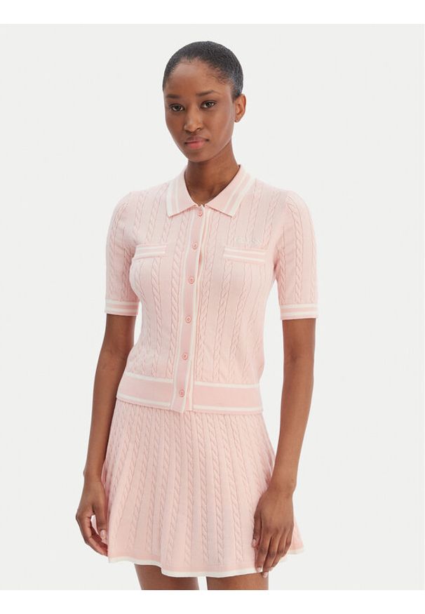 Guess Kardigan V6RR02 Z4652 Różowy Regular Fit. Kolor: różowy. Materiał: syntetyk