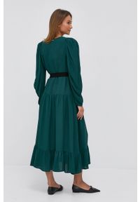 TwinSet - Twinset Sukienka kolor zielony maxi prosta. Okazja: na co dzień. Kolor: zielony. Materiał: tkanina. Długość rękawa: długi rękaw. Typ sukienki: proste. Styl: casual. Długość: maxi #5